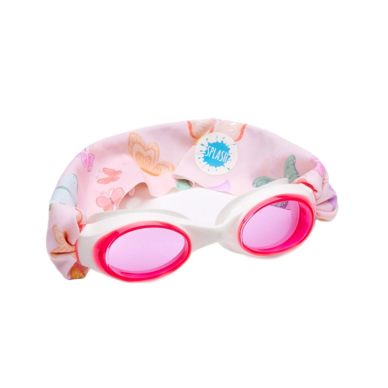 Splash Place KIDS SWIM GOGGLES with Fabric Strap - FLUTTER |Tangle-Free, Swimming Goggles for Kids, Comfy Fabric Strap Goggles - Image 1