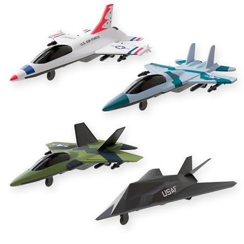 Lollipop United Sates Air Force 4Pack Toy Jet Squadron Die Cast Airplanes Pull Back Military Fighter Jets Diecast Air Plane Models - Image 1