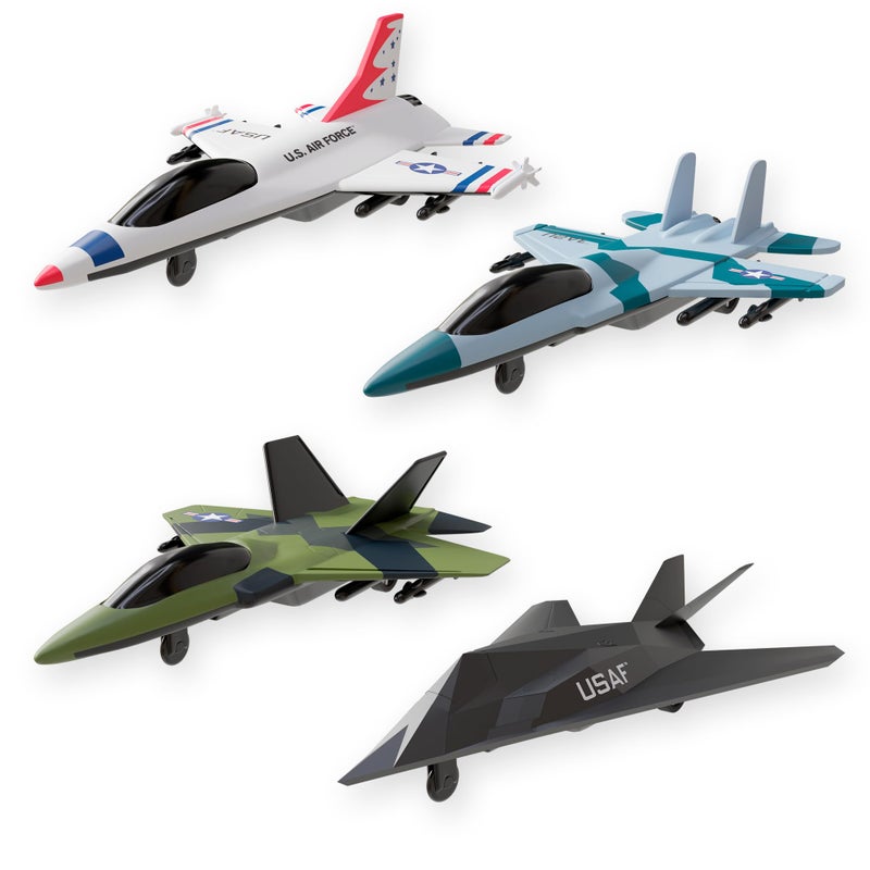 Lollipop United Sates Air Force 4Pack Toy Jet Squadron Die Cast Airplanes Pull Back Military Fighter Jets Diecast Air Plane Models - Image 2