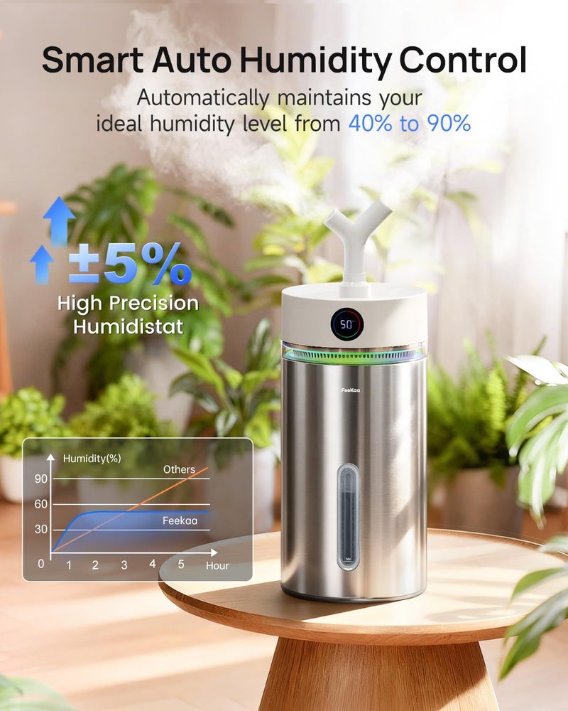Feekaa Stainless Steel Humidifier Dishwasher Safe, 6L/1.6Gal Cool Mist Humidifiers for Bedroom, Easy to Clean Humidifier Large Room with Diffuser, Humidifiers for Baby Nursery Living Room Office Plant - Image 4