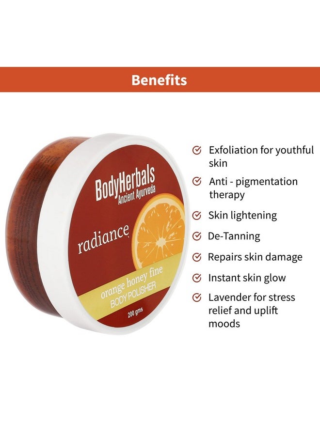BodyHerbals - Radiance Body Polisher Scrub (200 Gms ) For Tan Removal & Instant Glow | Enriched With Natural Orange & Honey | 100% Vegan & Paraben Free | For Men & Women | All Skin Types - Image 1