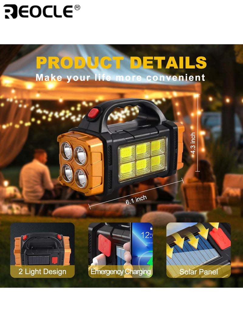 ريوكل مصباح يدوي محمول يعمل بالطاقة الشمسية بطارية قابلة للشحن ٢٤٠٠ ملي أمبير فوانيس تدوم طويلاً شحن يو إس بي مثالي للتخييم العمل الخارجي التنزه والطوارئ بنك طاقة - Image 5
