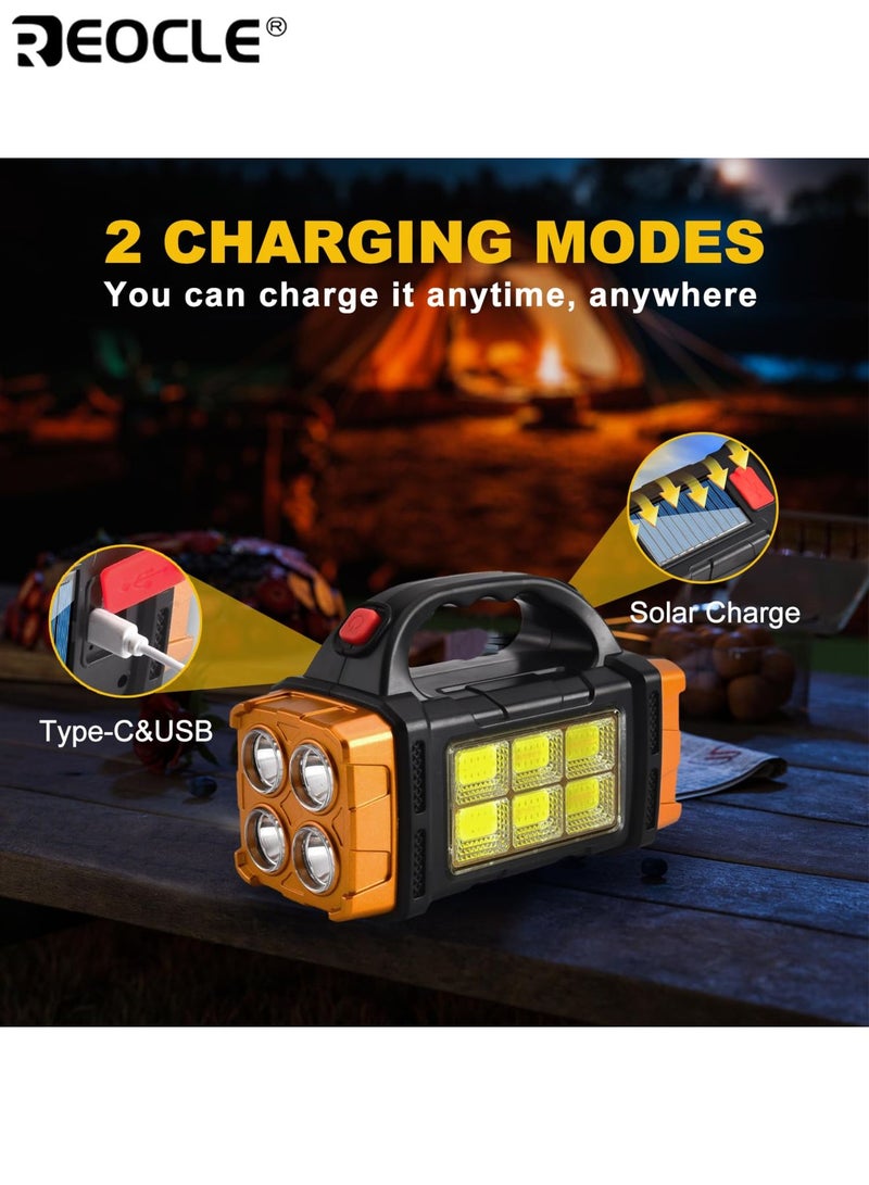 ريوكل مصباح يدوي محمول يعمل بالطاقة الشمسية بطارية قابلة للشحن ٢٤٠٠ ملي أمبير فوانيس تدوم طويلاً شحن يو إس بي مثالي للتخييم العمل الخارجي التنزه والطوارئ بنك طاقة - Image 3