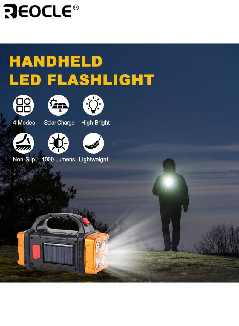 ريوكل مصباح يدوي محمول يعمل بالطاقة الشمسية بطارية قابلة للشحن ٢٤٠٠ ملي أمبير فوانيس تدوم طويلاً شحن يو إس بي مثالي للتخييم العمل الخارجي التنزه والطوارئ بنك طاقة - Image 2