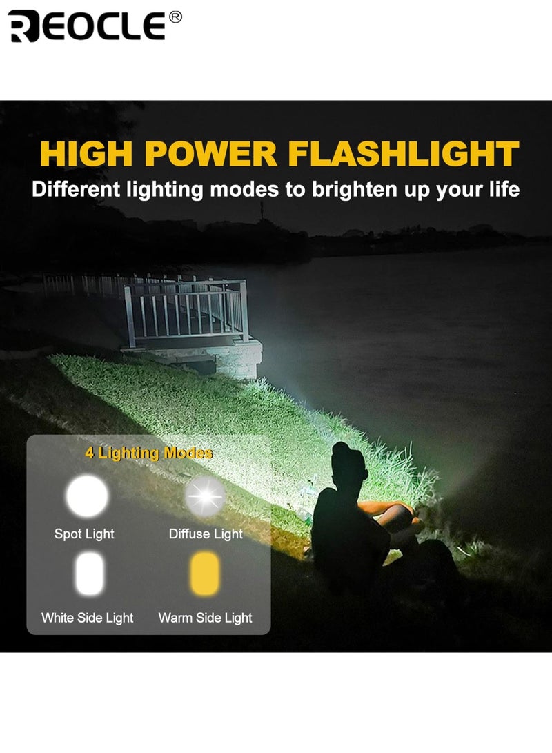 ريوكل مصباح يدوي محمول يعمل بالطاقة الشمسية بطارية قابلة للشحن ٢٤٠٠ ملي أمبير فوانيس تدوم طويلاً شحن يو إس بي مثالي للتخييم العمل الخارجي التنزه والطوارئ بنك طاقة - Image 4