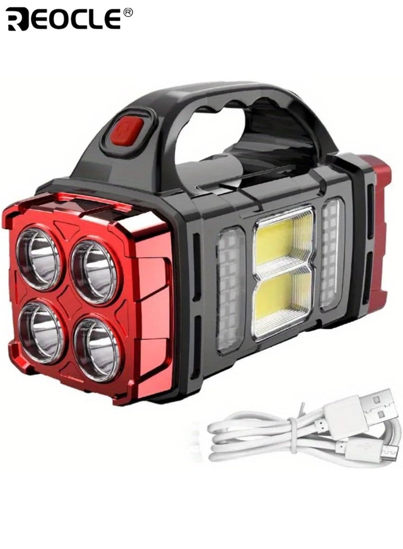 ريوكل مصباح يدوي محمول يعمل بالطاقة الشمسية بطارية قابلة للشحن ٢٤٠٠ ملي أمبير فوانيس تدوم طويلاً شحن يو إس بي مثالي للتخييم العمل الخارجي التنزه والطوارئ بنك طاقة - Image 1
