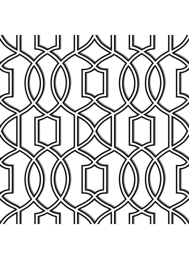 NuWallpaper Nu1696 Uptown Trellis Black/White Peel & Stick Wallpaper Multicolor 