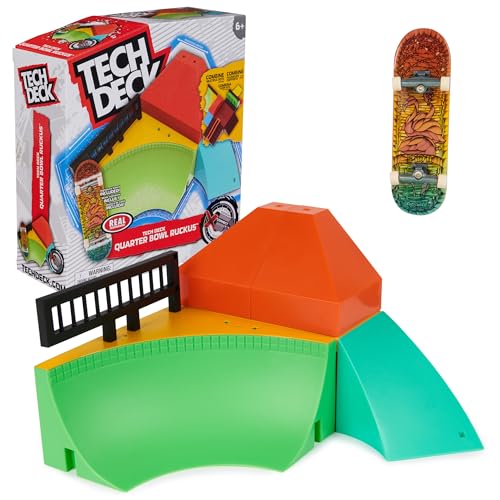 TECH DECK Quarter Bowl Ruckus XConnect Park Creator Customizable and Buildable Ramp Set with Exclusive Fingerboard Kids Toy for Ages 6 and up - Image 1