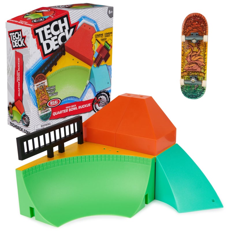 TECH DECK Quarter Bowl Ruckus XConnect Park Creator Customizable and Buildable Ramp Set with Exclusive Fingerboard Kids Toy for Ages 6 and up - Image 2