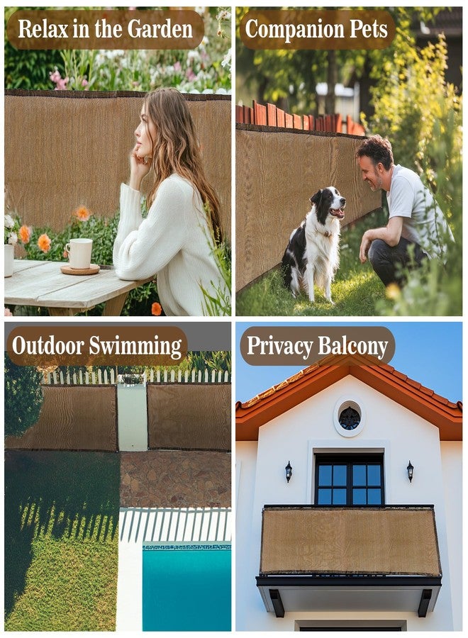 RAINFLOW Fence Privacy Screen Outdoor - Balcony Privacy Screen Garden Mesh Fence Panels Shade Cloth Decorative Plastic Covering Porch Screens Cover for Apartment Patio Backyard Wall 3' x 10' Brown - Image 2
