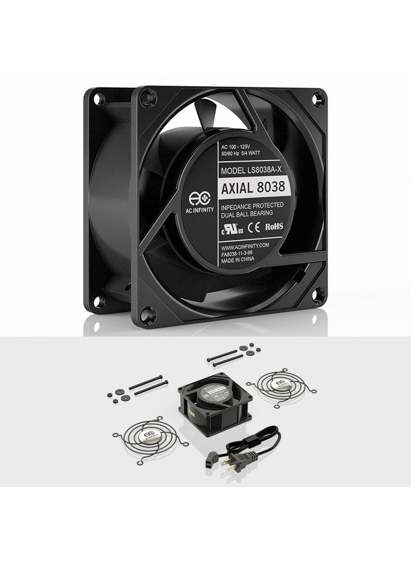 AC Infinity AC Infinity AXIAL 8038, Quiet Muffin Fan, 120V AC 80mm x 38mm Low Speed, UL-Certified for DIY Cooling Ventilation Exhaust Projects  - Image 2