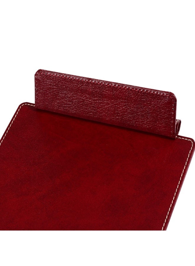 FIS Clip Board, Covered by German Bonded Leather Materials With Pen Holder & Magnetic Flap Clip, Maroon Color, Pack in Gift Box-FSCBA4BLMR - Image 4