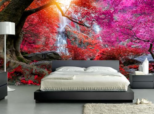FLFK Red Jungle Forest Waterfalls Wall Murals Peel and Stick 1417x984SelfAdhesive Wallpaper Removable Large Poster for Bedroom Living Room Decor - Image 1