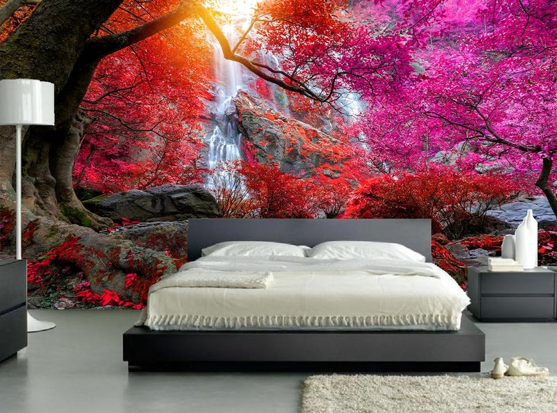 FLFK Red Jungle Forest Waterfalls Wall Murals Peel and Stick 1417x984SelfAdhesive Wallpaper Removable Large Poster for Bedroom Living Room Decor - Image 2
