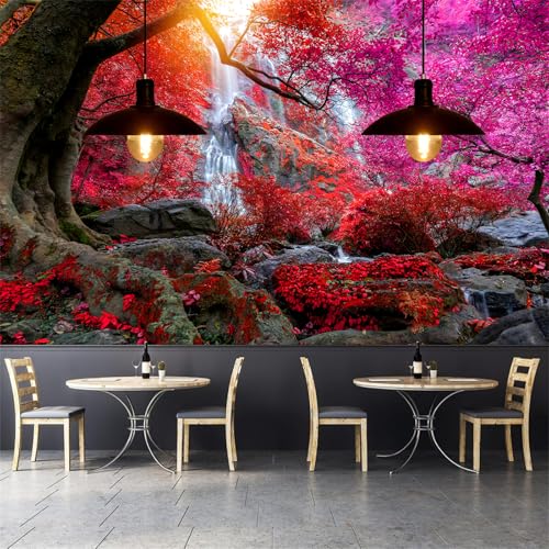 FLFK Red Jungle Forest Waterfalls Wall Murals Peel and Stick 1417x984SelfAdhesive Wallpaper Removable Large Poster for Bedroom Living Room Decor - Image 3