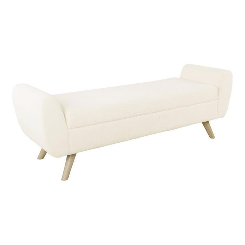HomePop HomePop Modern Storage Bench with Wood Legs Home DcorBench with Storage for Living Room  Bedroom  Sherpa Cream