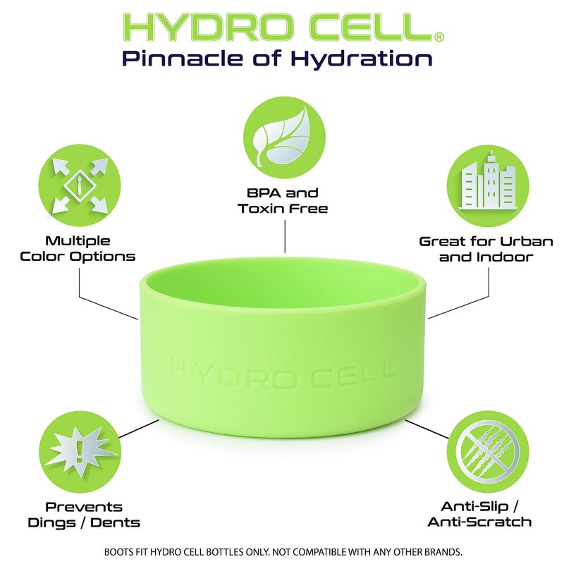 HYDRO CELL حذاء سيليكون واقي هيدرو سيل لزجاجات المياه المصنوعة من الفولاذ المقاوم للصدأ بسعة 40 أونصة، 32 أونصة، 24 أونصة، 18 أونصة، غلاف مضاد للانزلاق (نيون 24/14 أونصة) - Image 3