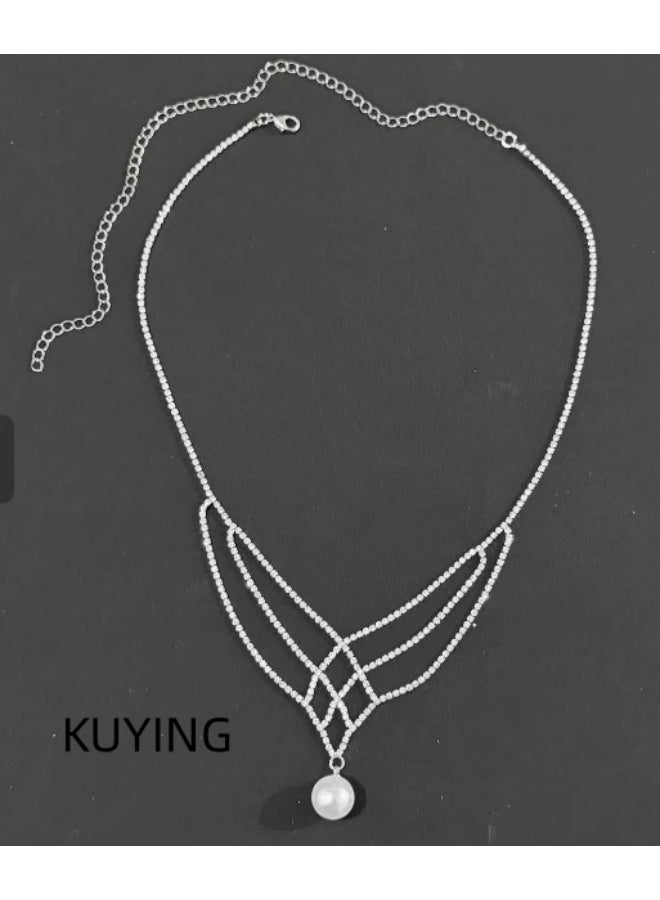 KUYING New Rhinestone Pearl Collarbone Chain Women's High-end And Niche Design - Image 1