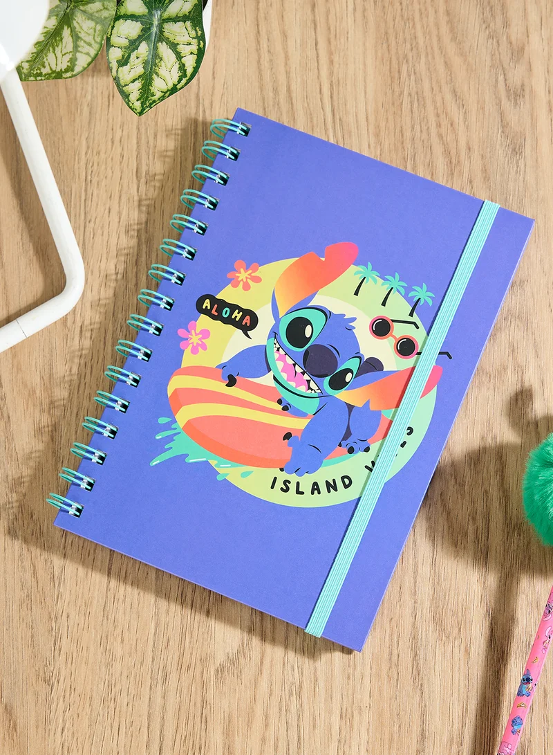 Pyramid Blue Printed Spiral Notebook Elastic