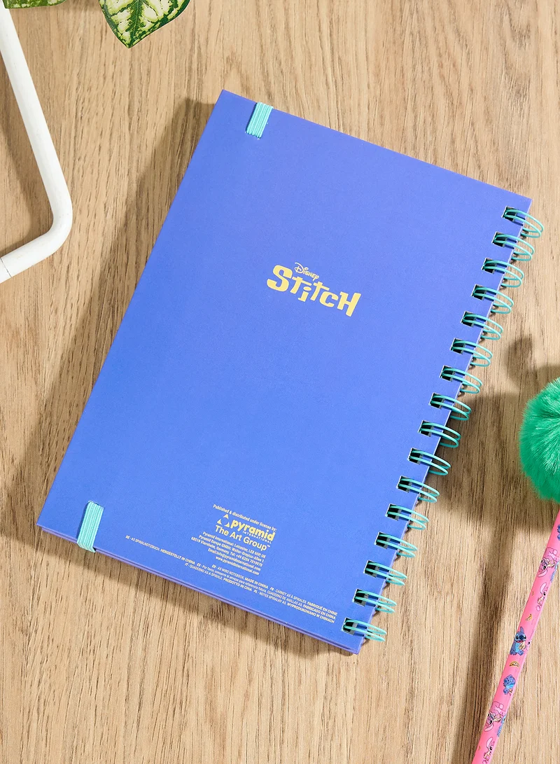 Pyramid Blue Printed Spiral Notebook Elastic