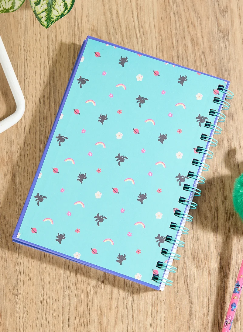 Pyramid Blue Printed Spiral Notebook Elastic