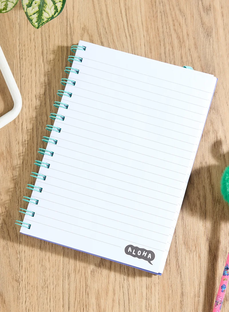 Pyramid Blue Printed Spiral Notebook Elastic