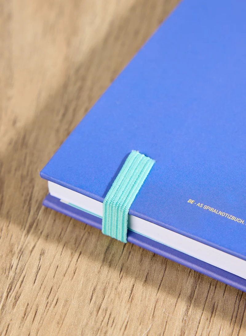 Pyramid Blue Printed Spiral Notebook Elastic