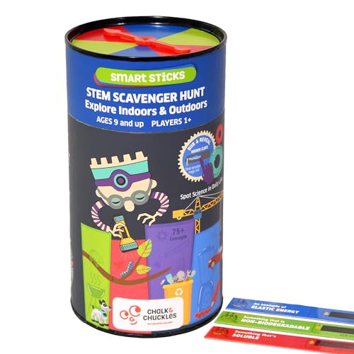 Chalk and Chuckles Smart Sticks STEM Scavenger Hunt Game for Kids Age 8-12, Fun Learning & Educational Science Toy, Gifts for Boys & Girls 9, 10, 11, 12, 13 Years Old, Outdoor Indoor Activity - Image 1