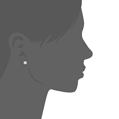 GEMSME 18K White Gold Plated 6mm Round White Opal Stud Earrings For Women - Image 2