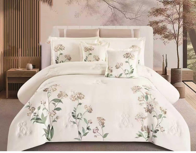 طقم مفرش نفرين صيفي دانتيل راقي وجودة عالية 8 قطع مقاس 240*260 سم