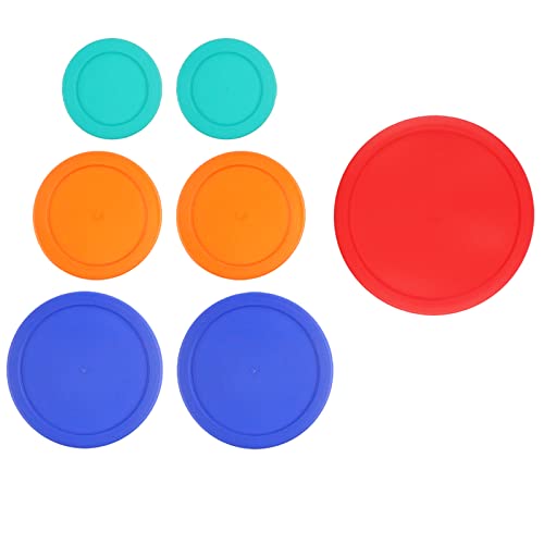 MRX Solutions Replacement Lids for Pyrex Glass Food Storage Containers Round Plastic (2) 7202-PC 1 Cup Green (2) 7200-PC 2 Cup Orange (2) 7201-PC 4 Cup Blue (1) 7402-PC 6/7 Cup Red - Image 1