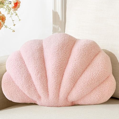 XIAIJIA Seashell Throw Pillows Shell Shaped Pillow Light Pink Sea Shell Pillows for Bed Seashell Decorative Pillow Soft Plush Pillow Sea Couch Decoration13 X 10 inch - Image 1