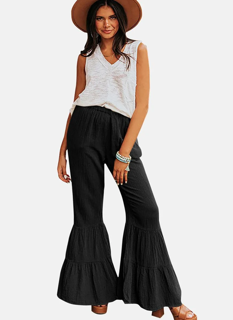 YUNIQEE Black Plain Sharara Trousers