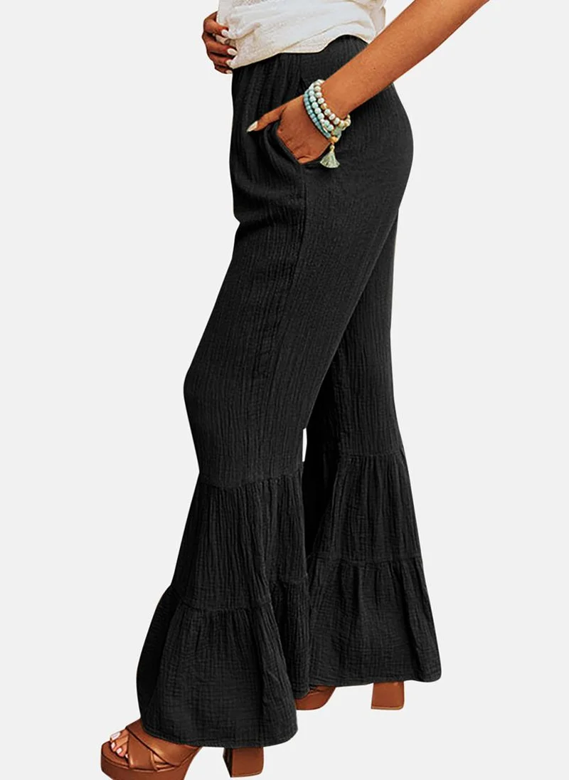 YUNIQEE Black Plain Sharara Trousers