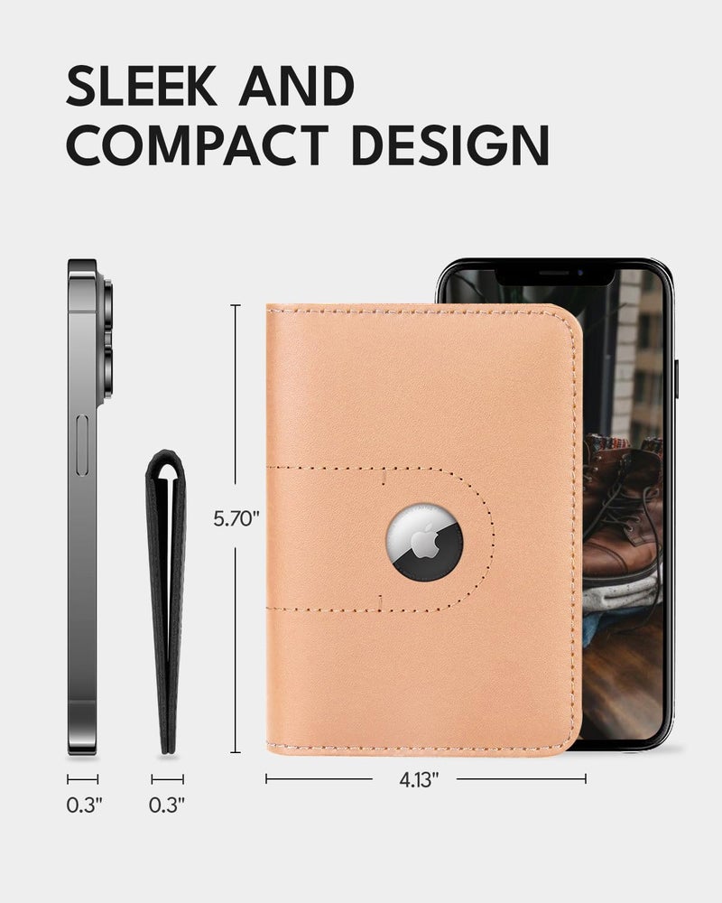 ALLIVE Passport Holder for Travel, Genuine Leather Passport Holder with AirTag Slot for Women and Men, Passport Cover Wallet Travel Must Haves Airport Essentials,Travel Gifts, Beige - Image 5