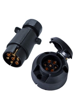 Y&D 12V Trailer Plug and Socket kit Adapter,7 Pin Electrics Towing Connector Waterproof Male Female for Truck Caravan RV Boat  - Image 1