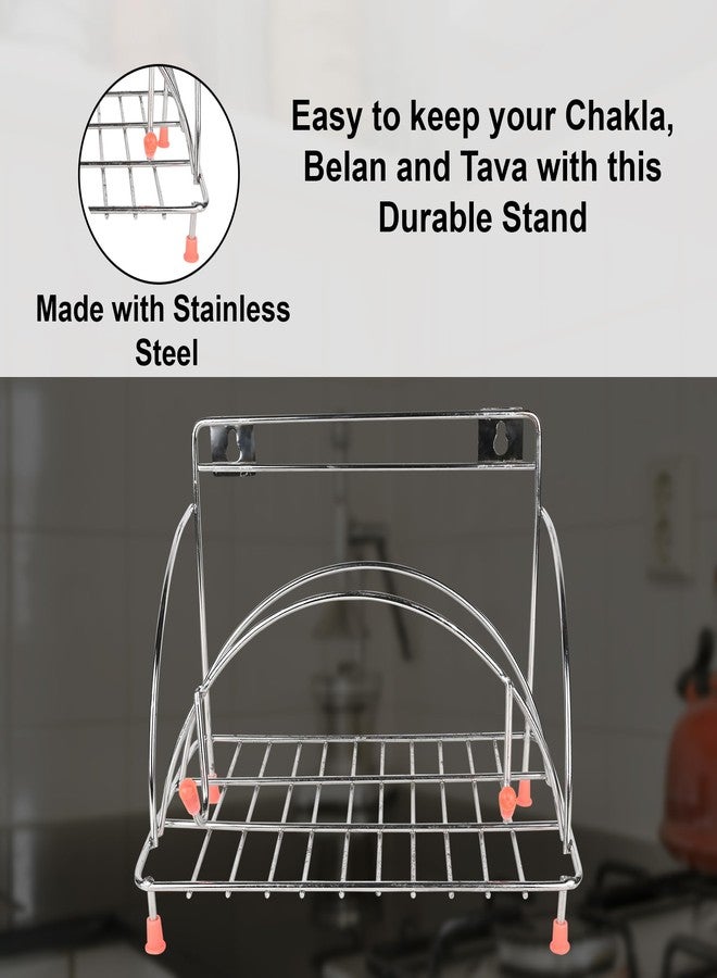Rollyware Premium 100% Stainless Steel Chakla Belan Tava Stand- Chimta Stand and Lighter Holder (ChaklaBelanStandSteel) - Image 5