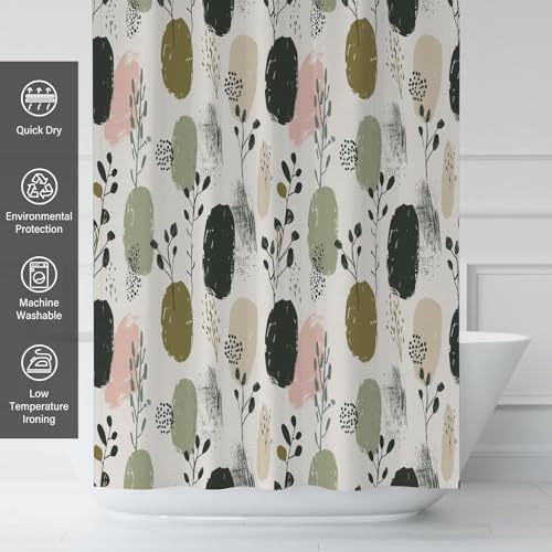 TSLOVER Sage Green Boho Shower Curtains for BathroomPretty Botanical Shower CurtainFunny Waterproof Polyester Boho Bathroom Decor72x72 Inch - Image 3
