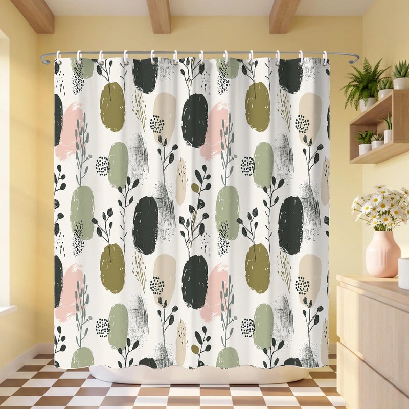 TSLOVER Sage Green Boho Shower Curtains for BathroomPretty Botanical Shower CurtainFunny Waterproof Polyester Boho Bathroom Decor72x72 Inch - Image 2