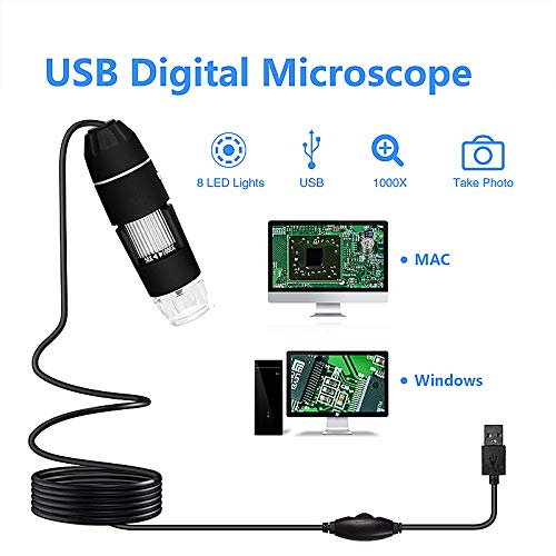 Tobo Digital 50X to 1000X Magnification, USB Microscope with 8 LED HD 1080P 2MP Camera, Handheld Microscope Endoscope Magnifier (USB-1000x) - TD-585IM. - Image 3