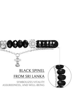 AWNL Women's Double Chain Bracelet with Black Spinel, Four-Leaf Clover and Owl Motifs Natural Gemstones Gift for Women  - Image 4
