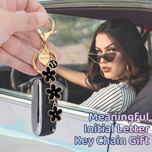 Suweibuke Initial Letter Keychain with Love You Heart, Cute Key Chain Gift for Women Girl, Charm for Keys Handbags Backpacks (Black-J) - Image 3