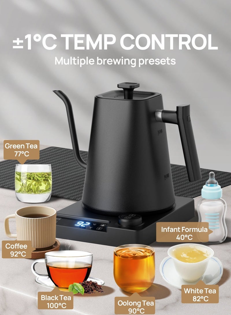 بريتيل غلاية قهوة وماتشا كهربائية V60 بفوهة طويلة، مع تحكم في درجة الحرارة، سعة 1 لتر، من الفولاذ المقاوم للصدأ، مع خاصية الحفاظ على السخونة 24 ساعة، مناسبة لتحضير القهوة المقطرة والماتشا والبور أوفر في المنزل والمكتب وركن القهوة - Image 4