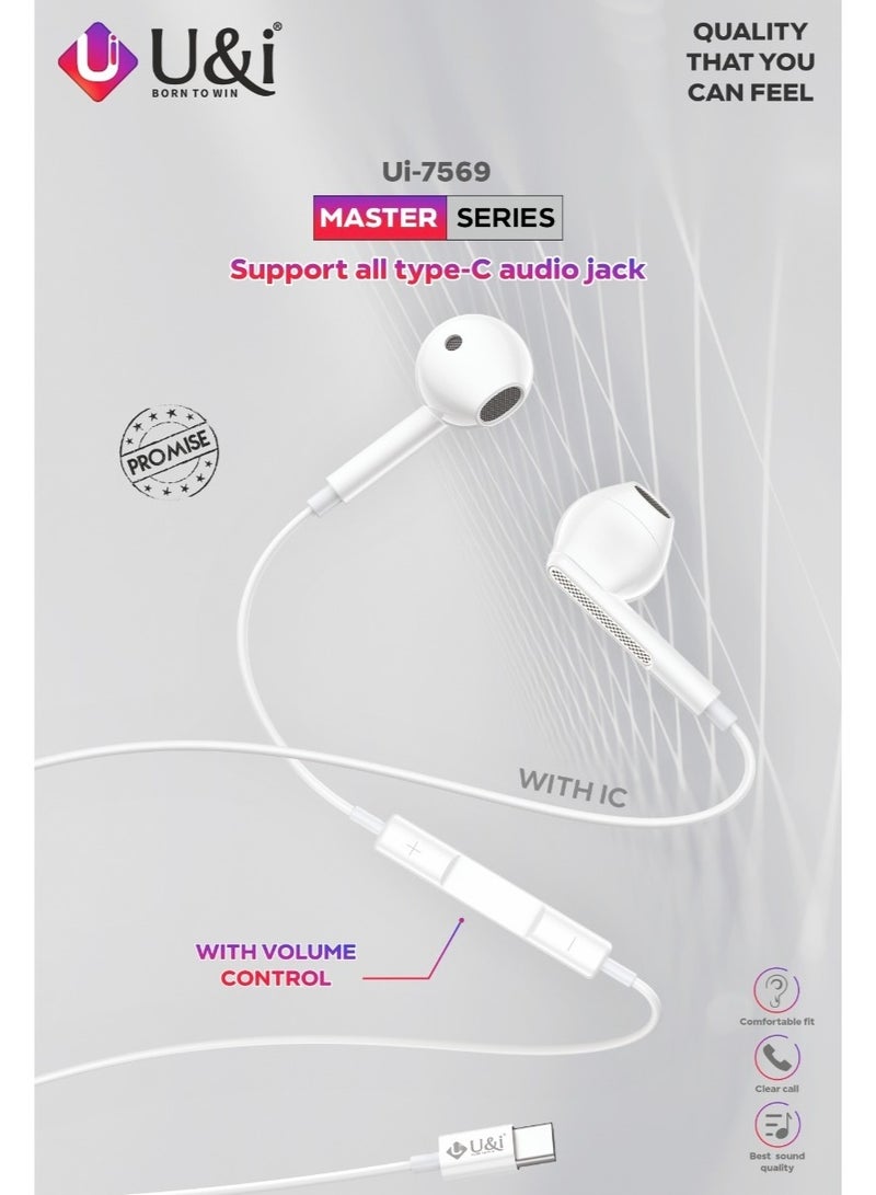 U&i سماعات رأس سلكية من نوع C سماعات أذن سلكية (USB-C) مع ميكروفون وتحكم في الصوت متوافقة مع آيفون 17/16/15 برو ماكس، آيباد، جالاكسي، بيكسل - Image 5