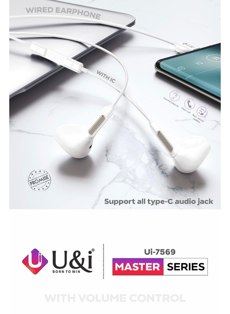 U&i سماعات رأس سلكية من نوع C سماعات أذن سلكية (USB-C) مع ميكروفون وتحكم في الصوت متوافقة مع آيفون 17/16/15 برو ماكس، آيباد، جالاكسي، بيكسل - Image 3