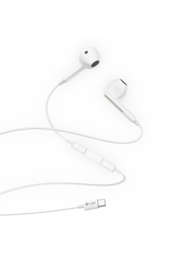 U&i سماعات رأس سلكية من نوع C سماعات أذن سلكية (USB-C) مع ميكروفون وتحكم في الصوت متوافقة مع آيفون 17/16/15 برو ماكس، آيباد، جالاكسي، بيكسل - Image 1
