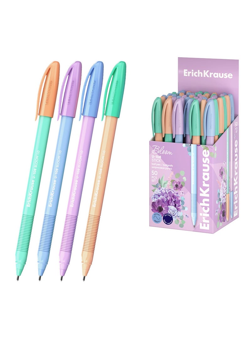 ErichKrause 50-Piece Bloom Stick Ballpoint Pen 1.0mm Tip Blue Ink - Image 3