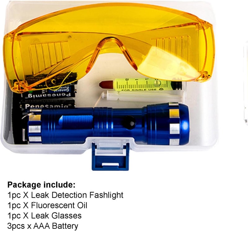 Ragyzity AC Leak Detector Kit Automotive, Auto Air Conditioner Flashlight Leak Detector Tool, Fluorescent Protective Glasses Air Conditioning Accurate Leak Detector Kit, UV Oil Dye Leak Detection Kit - Image 5