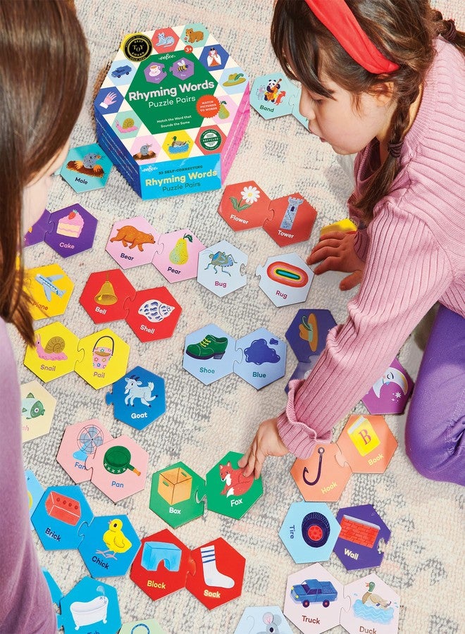eeBoo: Hexagon Puzzle Pairs - Rhyming Words - 33 Hexagon Shaped Pieces, Match Sounds & Images, Educational Pre-Reading Activity, Preschool Kids Age 3+ - Image 4