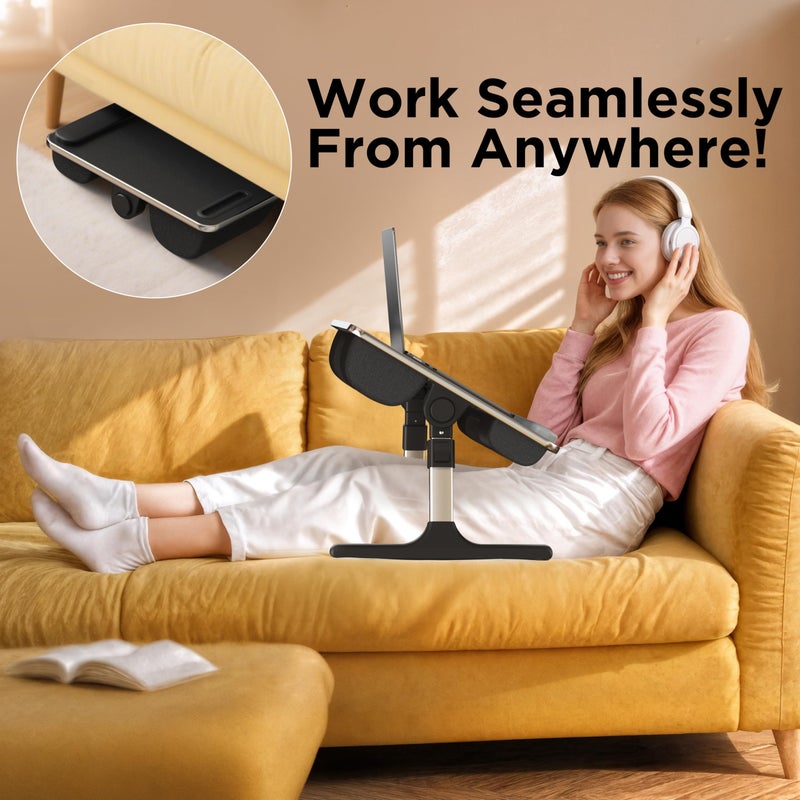 FoldWise 2-in-1 Lap & Bed Desk with Soft Cushions - Adjustable Height & Angle, Foldable Laptop Stand for Bed & Couch - Wrist Rest, iPad Holder, Stopper & Non-Slip Leather - Bed Table for Adults & Kids - Image 5